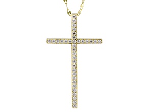 Moissanite 14k Yellow Gold Over Silver Cross Pendant 0.35ctw DEW