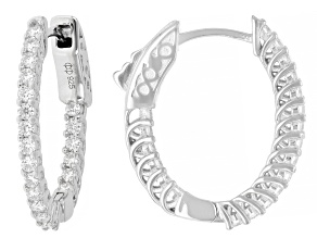 Moissanite Platineve Inside Out Oval Hoop Earrings 0.80ctw DEW