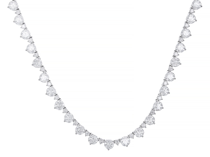 Moissanite Platineve Tennis Necklace 33.78ctw DEW