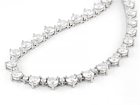 Moissanite Platineve Tennis Necklace 33.78ctw DEW