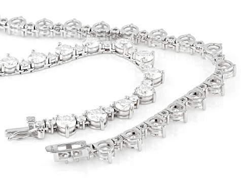 Moissanite Platineve Tennis Necklace 33.78ctw DEW