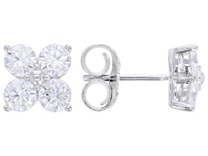 Moissanite Platineve Clover Earrings 1.84ctw DEW