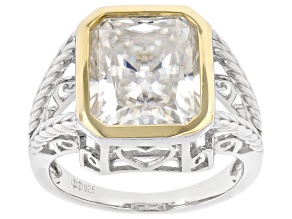 Moissanite Platineve and 14k Yellow Gold Over Silver Solitaire Ring 7.20ct DEW