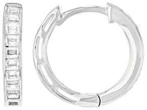 Moissanite Baguette Platineve Huggie Earrings 0.54ctw DEW