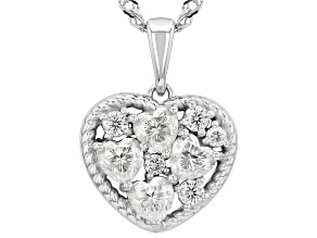 Moissanite Platineve Heart Pendant with Chain 1.60Ctw DEW.