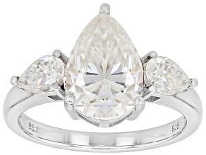 Moissanite Platineve Three Stone Ring 4.43ctw DEW