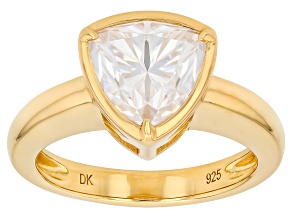 Moissanite 14K Yellow Gold Over Silver Solitaire Ring 2.40ct DEW.