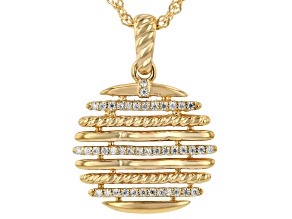 Moissanite 14K Yellow Gold Over Silver Multirow Pendant with Chain 0.42ctw