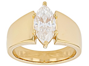 Moissanite 14k Yellow Gold Over Silver Solitaire Ring 2.00ct DEW.