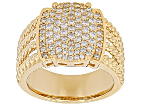 Moissanite 14k Yellow Gold Over Silver Cluster Ring 1.00ctw DEW.