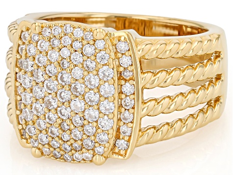 Moissanite 14k Yellow Gold Over Silver Cluster Ring 1.00ctw DEW