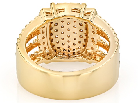 Moissanite 14k Yellow Gold Over Silver Cluster Ring 1.00ctw DEW