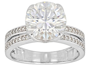 Moissanite Platineve Engagement Ring 4.36ctw DEW.
