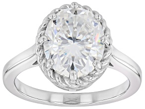Moissanite Platineve Solitaire Ring 4.20ct DEW.