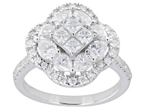 Moissanite Platineve Halo Ring 2.32ctw DEW