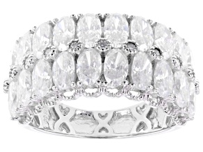 Moissanite Oval and Round Platineve Multi-row Ring 5.31ctw DEW