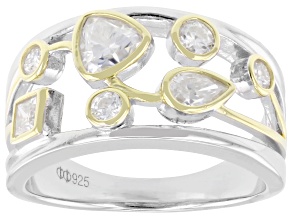 Moissanite Platineve And 14k Yellow Gold Over Sterling Silver Band Ring 1.07ctw DEW
