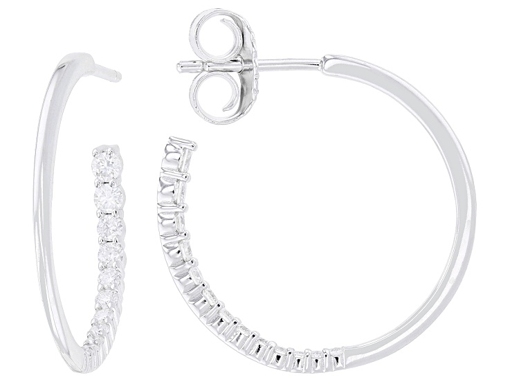Moissanite Platineve Hoop Earrings 0.58ctw DEW