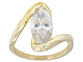 Moissanite Marquise 14k Yellow Gold Over Sterling Silver Solitaire Ring 3.00ct DEW