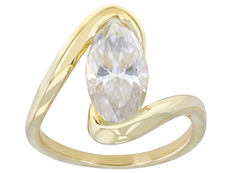 Moissanite Marquise 14k Yellow Gold Over Sterling Silver Solitaire Ring 3.00ct DEW