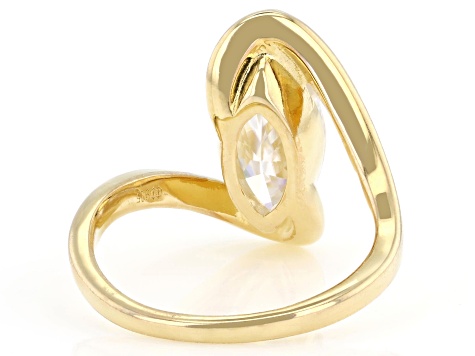 Moissanite Marquise 14k Yellow Gold Over Sterling Silver Solitaire Ring 3.00ct DEW
