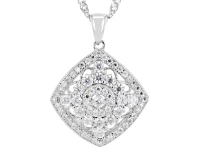 Moissanite Platineve Halo Pendant 1.35ctw DEW