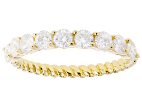 Moissanite Round 14k Yellow Gold Over Sterling Silver Band Ring 0.90ctw DEW