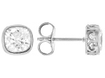 Square Cushion Moissanite Platineve Stud Earrings 2.10ctw DEW.