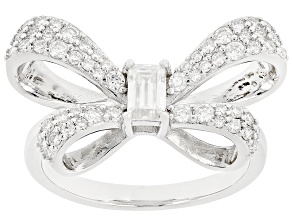 Moissanite Platineve Bow Ring 0.93ctw DEW.