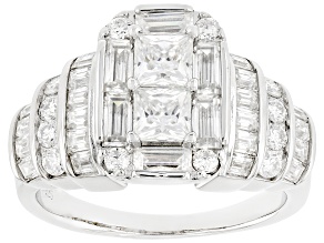 Moissanite Platineve Halo Ring 2.24ctw DEW
