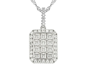 Moissanite Platineve Halo Pendant with Chain 1.79ctw DEW