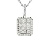 Moissanite Platineve Halo Pendant with Chain 1.79ctw DEW