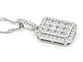 Moissanite Platineve Halo Pendant with Chain 1.79ctw DEW