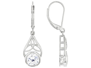 Moissanite Platineve Solitaire Earrings 2.40ctw DEW.