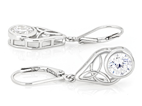 Moissanite Platineve Solitaire Earrings 2.40ctw DEW.