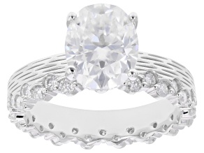 Moissanite Platineve Engagement Ring 4.02ctw DEW