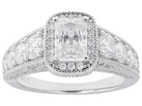 Moissanite Platineve Engagement Ring 3.16ctw DEW