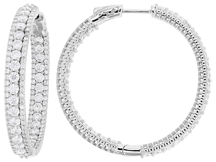 Moissanite Platineve Inside-Out Hoop Earrings 6.44ctw DEW.