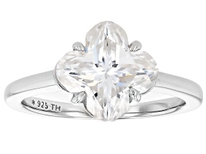 Clover Shape Lumina Cut Moissanite Platineve Solitaire Ring 1.85ct DEW