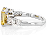 Yellow and Colorless Moissanite with Yellow Diamond Platineve Two Tone Ring 3.18ctw DEW.
