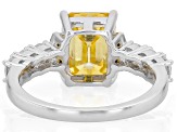 Yellow and Colorless Moissanite with Yellow Diamond Platineve Two Tone Ring 3.18ctw DEW.