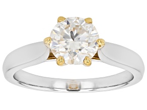 Moissanite Platineve Two Tone Solitaire Ring 1.20ct DEW.