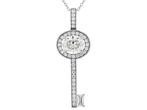 Moissanite Platineve Key Pendant 4.01ctw DEW