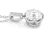 Asscher Cut Moissanite Platineve Pendant 3.39ctw DEW