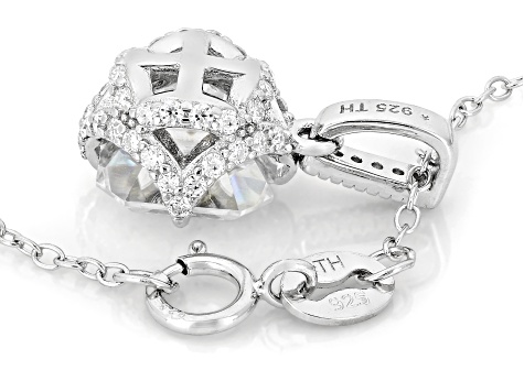 Asscher Cut Moissanite Platineve Pendant 3.39ctw DEW