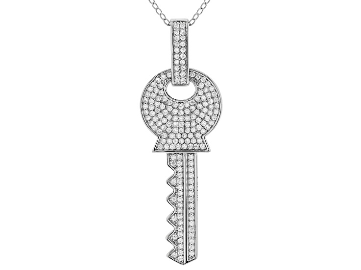 Moissanite Platineve Key Pendant 0.66ctw DEW
