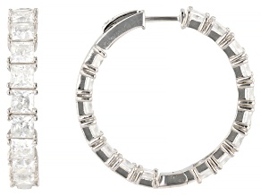 Princess Cut Moissanite Platineve Inside Out Hoop Earrings 11.84ctw DEW