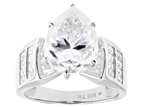 Pear And Baguette Moissanite Platineve Cocktail Ring 7.06ctw DEW