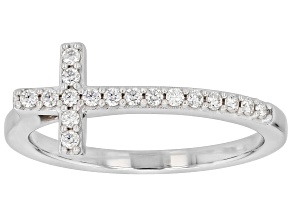 Moissanite Platineve Cross Ring 0.17ctw DEW