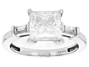 Moissanite Platineve Engagement Ring 2.98ctw DEW